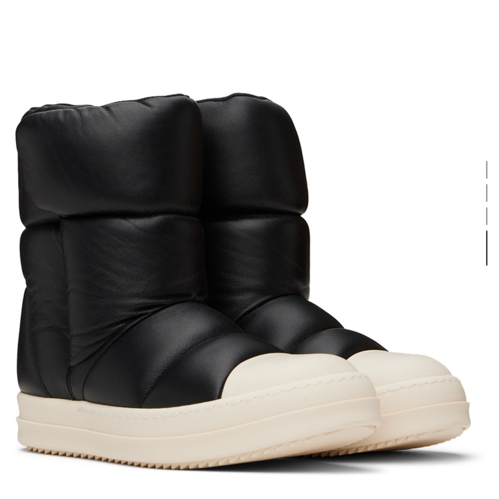 Rick Owens Black and Cream Boots